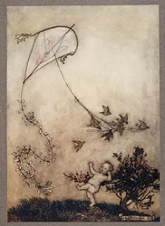 Peter schreeuwde Doe het nog eens! en met groot genoegen deden ze het meerdere keren, uit Peter Pan in Kensington Gardens door J M Barrie (1860 - 1937), pub. 1906